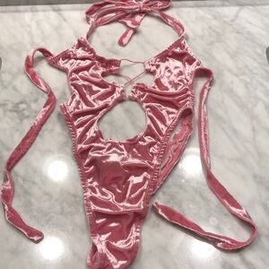 Baby pink velvet bodysuit